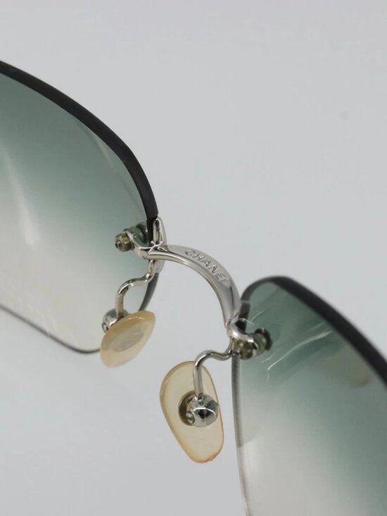 CHANEL COCO Mark Sunglasses metal Green CC Auth 188886 main image 9